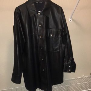 Zara Faux Leather Oversized Shirt Jacket